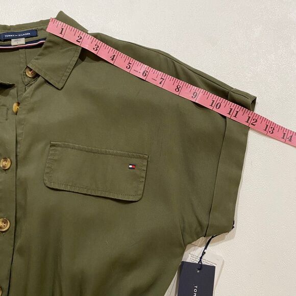 Tommy Hilfiger Olive Green Utility Shirt Dress NWT Size 2 - Picture 5 of 15